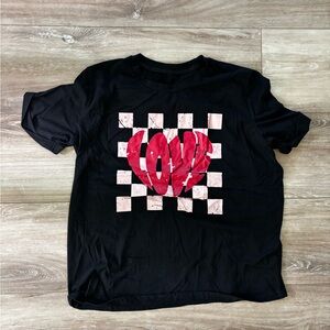 Black T-Shirt with Red Love Graphic
